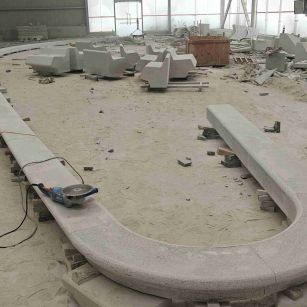 汕尾 芝麻白花岗岩弧形花坛石，坐凳石