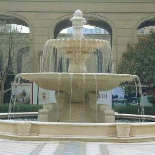 汕尾 黄金麻花岗岩异型加工——户外庭院石雕流水喷泉