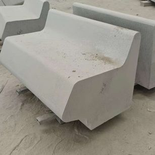 汕尾 芝麻白花岗岩异形坐凳，石凳