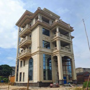 汕尾 黄金麻花岗岩石材别墅外墙干挂搭配（雕花栏杆花瓶柱门楼罗马柱）