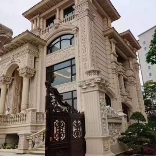 汕尾 黄金麻花岗岩别墅外墙干挂效果展示