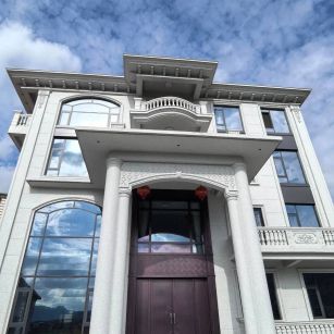 汕尾白麻别墅外墙干挂石材效果示例