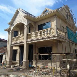 汕尾 黄金麻花岗岩石材私人别墅雕花门楼柱阳台栏杆