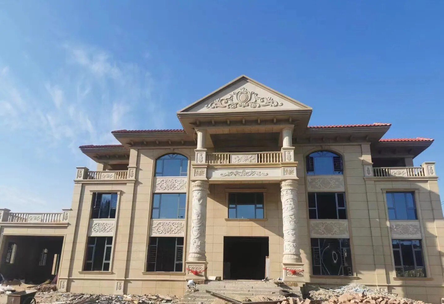 汕尾 黄金麻花岗岩别墅外墙干挂