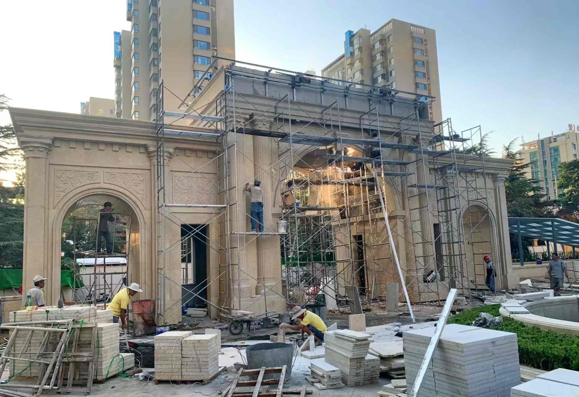 汕尾 黄金麻荔枝面花岗岩小区门楼外墙干挂